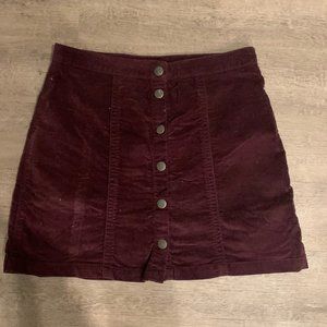 Burgundy button-up skirt